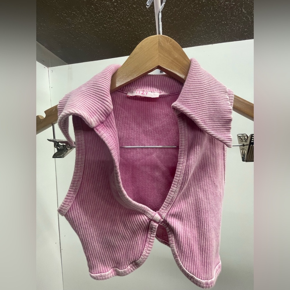 Itzy Ritzy Pink Corduroy Cropped Tie-Front Top